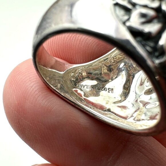 Designer Womens Ring Sterling Silver Domed Floral Design Size 6 - Picture 3 of 4